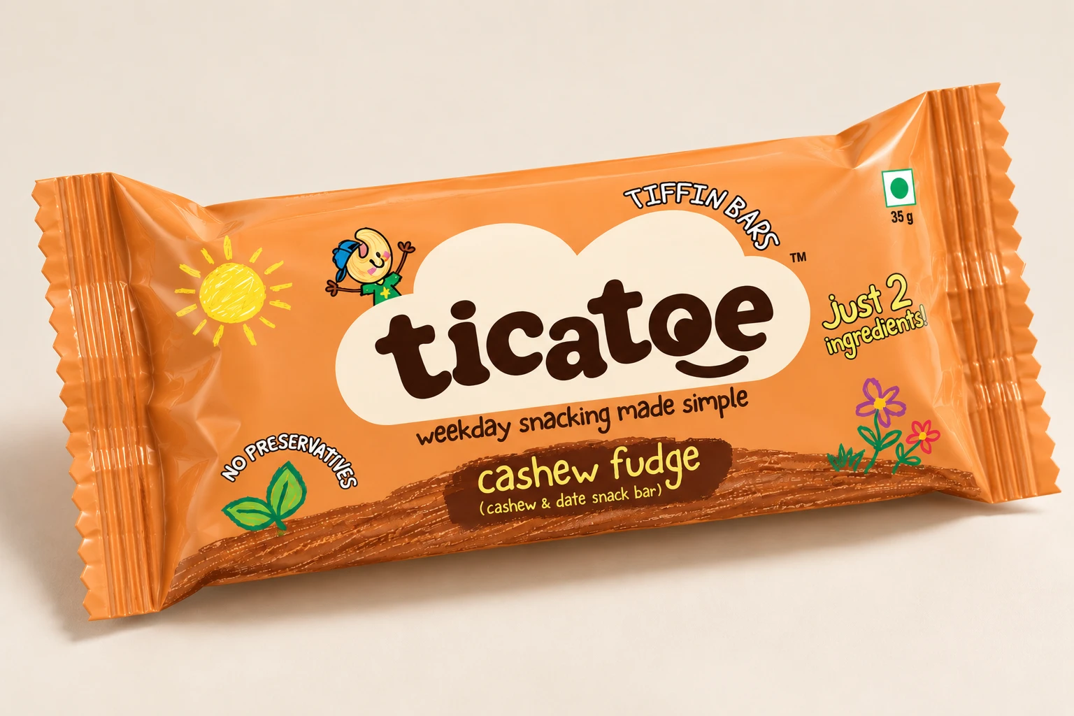 ticatoe cashew fudge tiffin bar